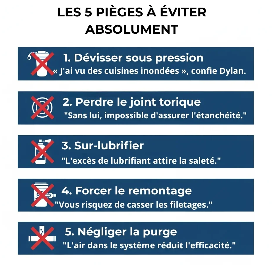 5 erreurs courantes changement filtre eau infographie éviter copie