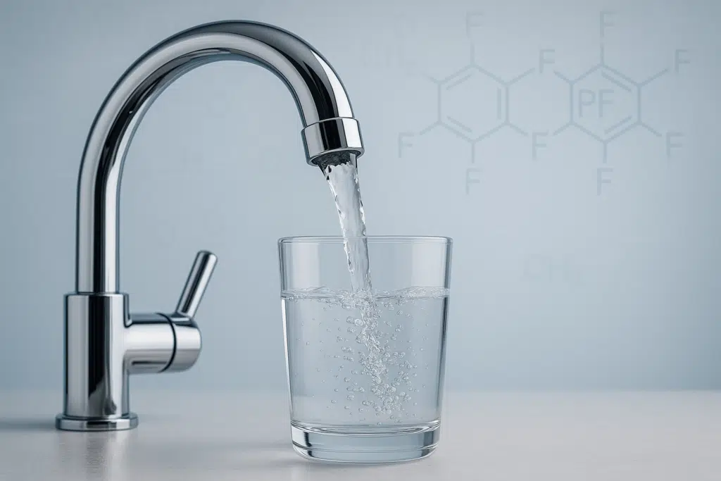 eau claire dans un verre symboles pfas