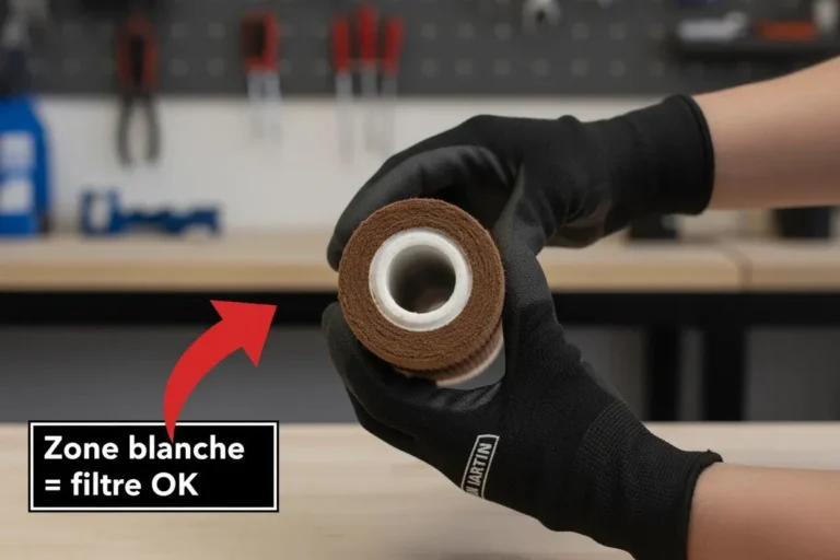 inspection visuelle cartouche filtre eau anneau blanc central