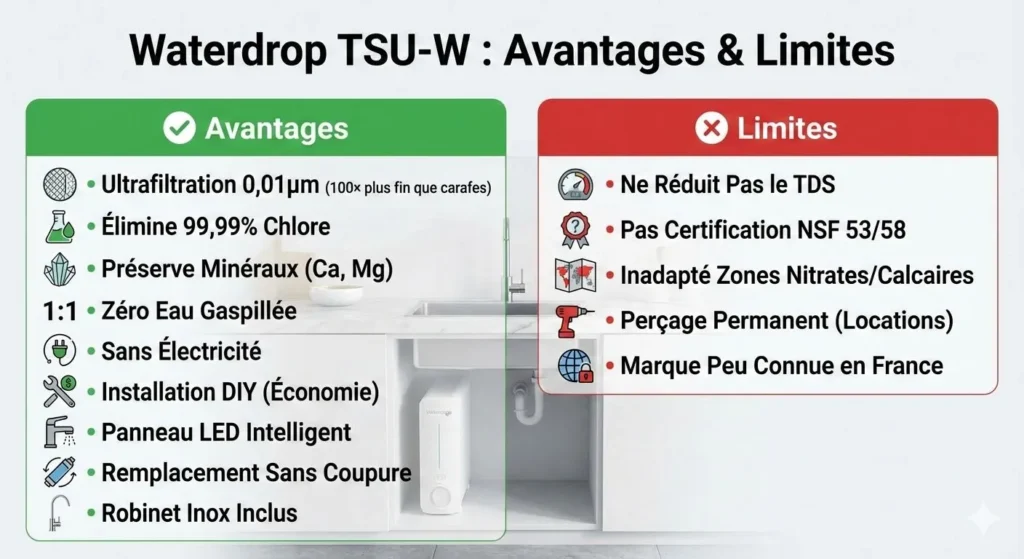 avantages limites waterdrop tsu w