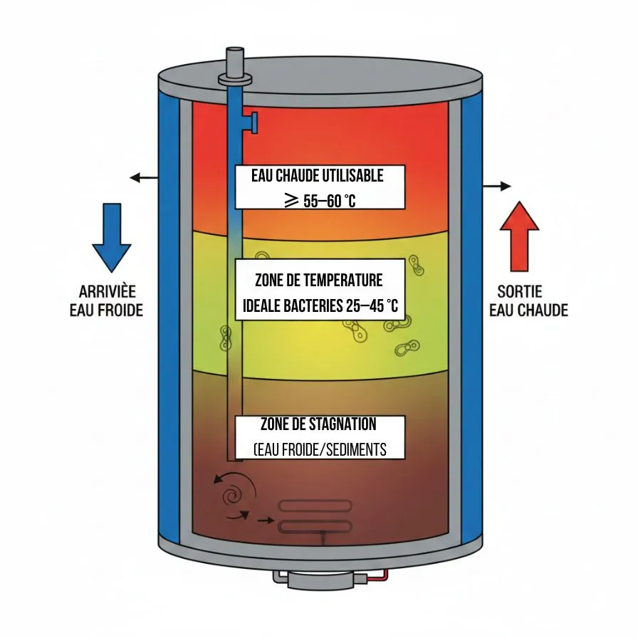 schéma niveau température chauffe eau