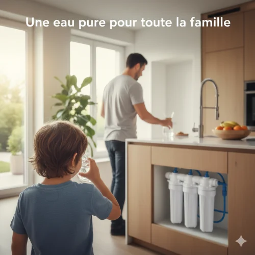 enfant pere cuisine filtre a eau visible